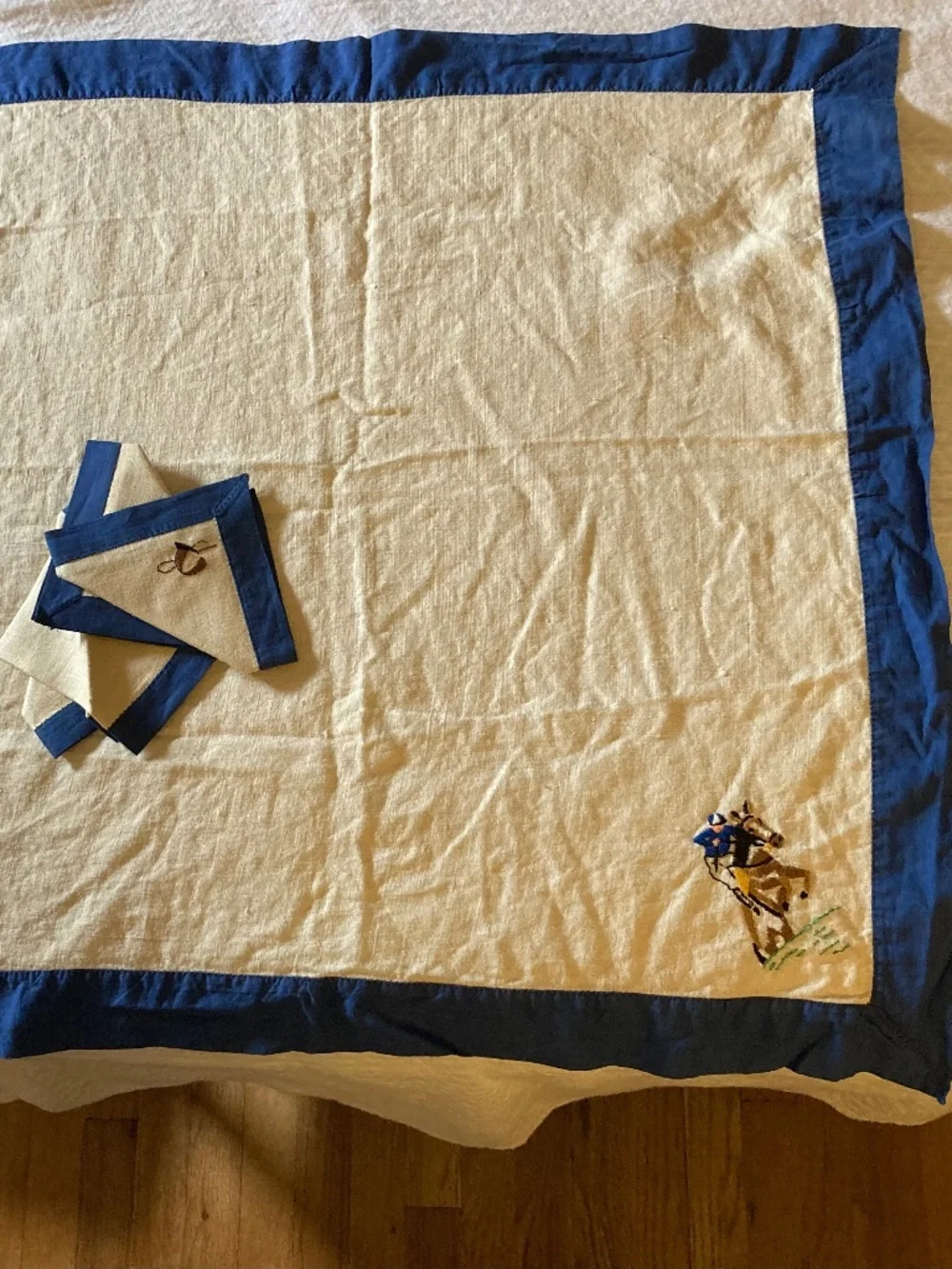 Equestrian Themed Small Tablecloth & Napkins